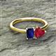 2 - Esther Emerald Shape Lab Created Blue Sapphire & Heart Shape Lab Created Ruby 2 Stone Duo Ring 