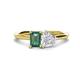 1 - Esther Emerald & Heart Shape Created Alexandrite & Created White Sapphire 2 Stone Duo Ring 