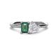 1 - Esther Emerald & Heart Shape Created Alexandrite & Created White Sapphire 2 Stone Duo Ring 