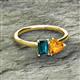 2 - Esther Emerald Shape London Blue Topaz & Heart Shape Citrine 2 Stone Duo Ring 