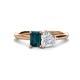 1 - Esther Emerald Shape London Blue Topaz & Heart Shape Lab Created White Sapphire 2 Stone Duo Ring 