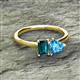 2 - Esther Emerald Shape London Blue Topaz & Heart Shape Blue Topaz 2 Stone Duo Ring 