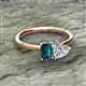 2 - Esther Emerald Shape London Blue Topaz & Heart Shape Forever One Moissanite 2 Stone Duo Ring 