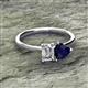 2 - Esther Emerald Shape Forever One Moissanite & Heart Shape Lab Created Blue Sapphire 2 Stone Duo Ring 