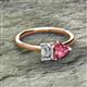 2 - Esther Emerald Shape Forever Brilliant Moissanite & Heart Shape Pink Tourmaline 2 Stone Duo Ring 