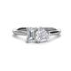 1 - Esther Emerald Shape Forever Brilliant Moissanite & Heart Shape Lab Created White Sapphire 2 Stone Duo Ring 