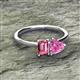 2 - Esther Emerald Shape Pink Tourmaline & Heart Shape Pink Sapphire 2 Stone Duo Ring 