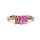 1 - Esther Emerald Shape Pink Tourmaline & Heart Shape Lab Created Pink Sapphire 2 Stone Duo Ring 