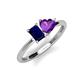 3 - Esther Emerald Shape Lab Created Blue Sapphire & Heart Shape Amethyst 2 Stone Duo Ring 