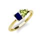 3 - Esther Emerald Shape Lab Created Blue Sapphire & Heart Shape Peridot 2 Stone Duo Ring 