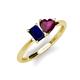 3 - Esther Emerald Shape Lab Created Blue Sapphire & Heart Shape Rhodolite Garnet 2 Stone Duo Ring 