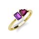 3 - Esther Emerald Shape Amethyst & Heart Shape Rhodolite Garnet 2 Stone Duo Ring 