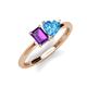 3 - Esther Emerald Shape Amethyst & Heart Shape Blue Topaz 2 Stone Duo Ring 