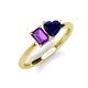 3 - Esther Emerald Shape Amethyst & Heart Shape Lab Created Blue Sapphire 2 Stone Duo Ring 