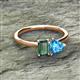 2 - Esther Emerald Shape Lab Created Alexandrite & Heart Shape Blue Topaz 2 Stone Duo Ring 
