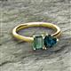 2 - Esther Emerald Shape Lab Created Alexandrite & Heart Shape London Blue Topaz 2 Stone Duo Ring 