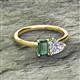 2 - Esther IGI Certified Heart Shape Lab Grown Diamond & Emerald Shape Lab Created Alexandrite 2 Stone Duo Ring 