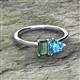 2 - Esther Emerald Shape Lab Created Alexandrite & Heart Shape Blue Topaz 2 Stone Duo Ring 