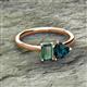 2 - Esther Emerald Shape Lab Created Alexandrite & Heart Shape London Blue Topaz 2 Stone Duo Ring 