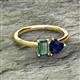 2 - Esther Emerald & Heart Shape Created Alexandrite & Created Blue Sapphire 2 Stone Duo Ring 