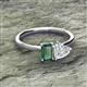 2 - Esther Emerald Shape Lab Created Alexandrite & Heart Shape White Sapphire 2 Stone Duo Ring 