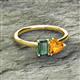 2 - Esther Emerald Shape Lab Created Alexandrite & Heart Shape Citrine 2 Stone Duo Ring 