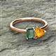 2 - Esther Emerald Shape Lab Created Alexandrite & Heart Shape Citrine 2 Stone Duo Ring 