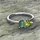2 - Esther Emerald Shape Lab Created Alexandrite & Heart Shape Peridot 2 Stone Duo Ring 