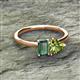 2 - Esther Emerald Shape Lab Created Alexandrite & Heart Shape Peridot 2 Stone Duo Ring 