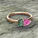 2 - Esther Emerald Shape Lab Created Alexandrite & Heart Shape Pink Sapphire 2 Stone Duo Ring 