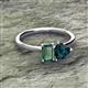 2 - Esther Emerald Shape Lab Created Alexandrite & Heart Shape London Blue Topaz 2 Stone Duo Ring 