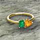 2 - Esther Emerald Shape Lab Created Emerald & Heart Shape Citrine 2 Stone Duo Ring 