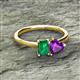 2 - Esther Emerald Shape Lab Created Emerald & Heart Shape Amethyst 2 Stone Duo Ring 