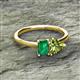 2 - Esther Emerald Shape Lab Created Emerald & Heart Shape Peridot 2 Stone Duo Ring 