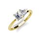 3 - Esther IGI Certified Emerald Shape Lab Grown Diamond & GIA Certified Heart Shape Diamond 2 Stone Duo Ring 