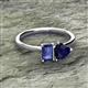 2 - Esther Emerald Shape Iolite & Heart Shape Lab Created Blue Sapphire 2 Stone Duo Ring 