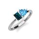 3 - Esther Emerald Shape London Blue Topaz & Heart Shape Blue Topaz 2 Stone Duo Ring 