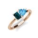 3 - Esther Emerald Shape London Blue Topaz & Heart Shape Blue Topaz 2 Stone Duo Ring 