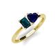 3 - Esther Emerald Shape London Blue Topaz & Heart Shape Lab Created Blue Sapphire 2 Stone Duo Ring 