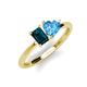 3 - Esther Emerald Shape London Blue Topaz & Heart Shape Blue Topaz 2 Stone Duo Ring 