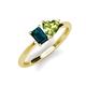 3 - Esther Emerald Shape London Blue Topaz & Heart Shape Peridot 2 Stone Duo Ring 