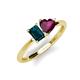 3 - Esther Emerald Shape London Blue Topaz & Heart Shape Rhodolite Garnet 2 Stone Duo Ring 
