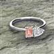 2 - Esther Emerald Shape Morganite & Heart Shape Lab Created White Sapphire 2 Stone Duo Ring 