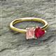 2 - Esther Emerald Shape Morganite & Heart Shape Lab Created Ruby 2 Stone Duo Ring 
