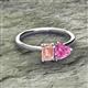 2 - Esther Emerald Shape Morganite & Heart Shape Pink Sapphire 2 Stone Duo Ring 