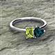 2 - Esther Emerald Shape Peridot & Heart Shape London Blue Topaz 2 Stone Duo Ring 