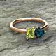 2 - Esther Emerald Shape Peridot & Heart Shape London Blue Topaz 2 Stone Duo Ring 