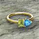 2 - Esther Emerald Shape Peridot & Heart Shape Blue Topaz 2 Stone Duo Ring 