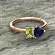 2 - Esther Emerald Shape Peridot & Heart Shape Lab Created Blue Sapphire 2 Stone Duo Ring 