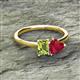 2 - Esther Emerald Shape Peridot & Heart Shape Lab Created Ruby 2 Stone Duo Ring 